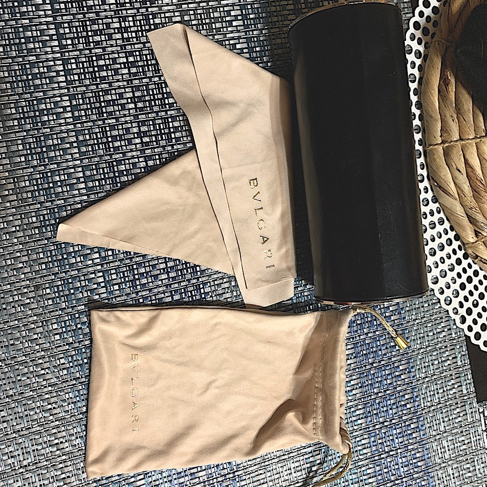 Bulgari Sunglasses Case, Wiper and Bag